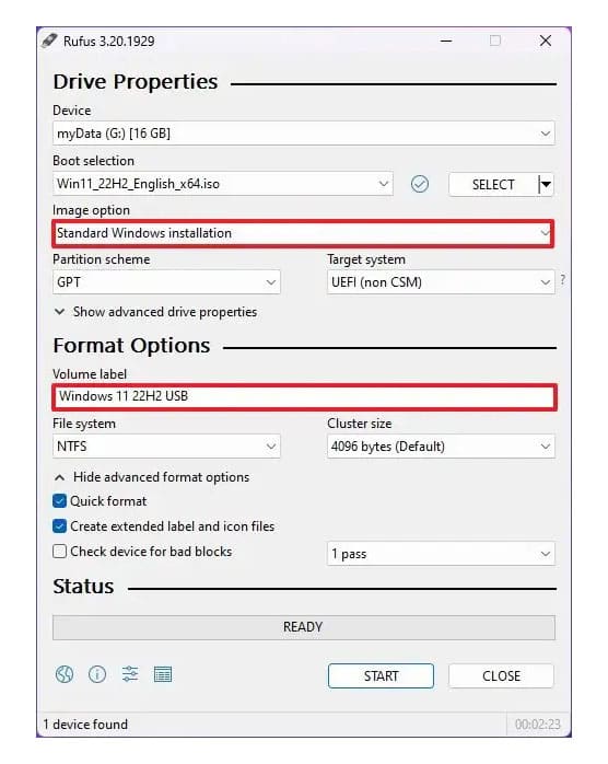 Create Boot USB with Rufus