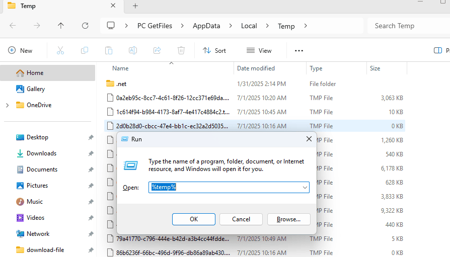 Clear system temp folders