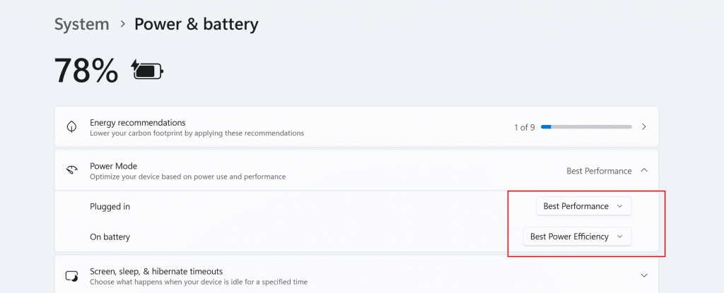 Select High performance or Balanced instead of Power saver