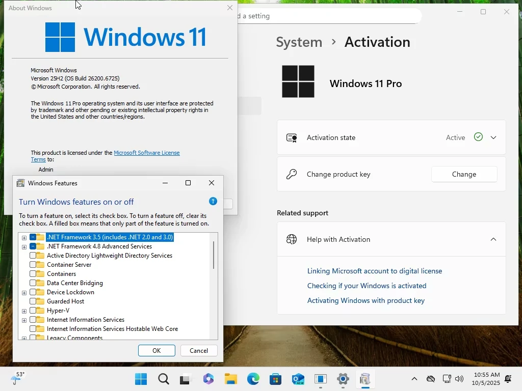 Windows 11 Pro v25H2 Build 26200.6725